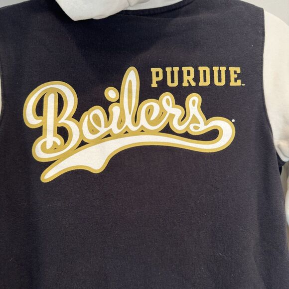 Champion Purdue Boilermakers Varsity Hoodie Jacket Black White Snap Womens Small - Picture 10 of 10